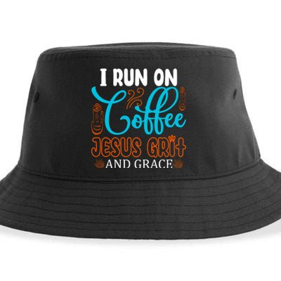 I Run On Coffee Jesus Grit And Grace Sustainable Bucket Hat