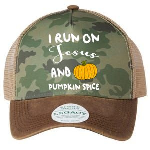 I Run On Jesus And Pumpkin Spice Gift Legacy Tie Dye Trucker Hat