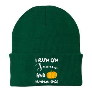 I Run On Jesus And Pumpkin Spice Gift Knit Cap Winter Beanie