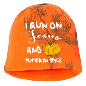 I Run On Jesus And Pumpkin Spice Gift Kati - Camo Knit Beanie