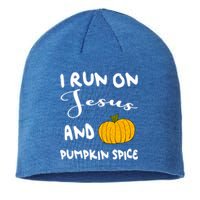 I Run On Jesus And Pumpkin Spice Gift Sustainable Beanie