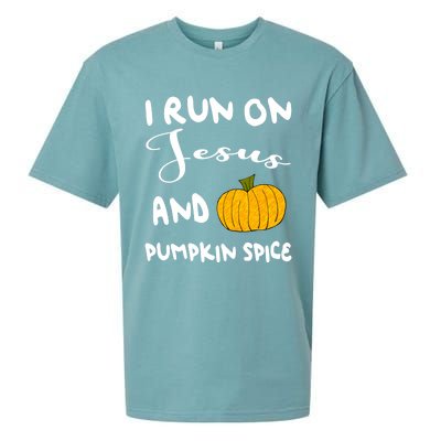 I Run On Jesus And Pumpkin Spice Gift Sueded Cloud Jersey T-Shirt