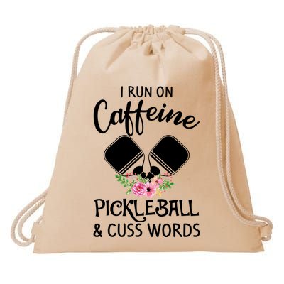 I RUN ON CAFFEINE PICKLEBALL Drawstring Bag