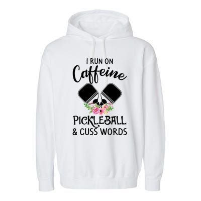 I RUN ON CAFFEINE PICKLEBALL Garment-Dyed Fleece Hoodie