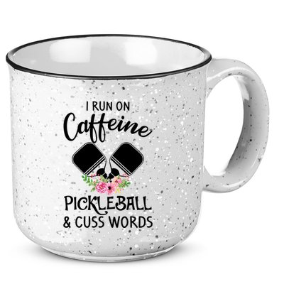 I RUN ON CAFFEINE PICKLEBALL 15oz Campfire Ceramic Mug