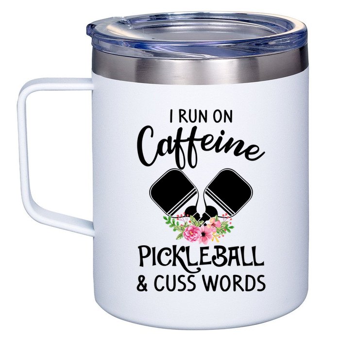 I RUN ON CAFFEINE PICKLEBALL 12oz Stainless Steel Coffee Mug