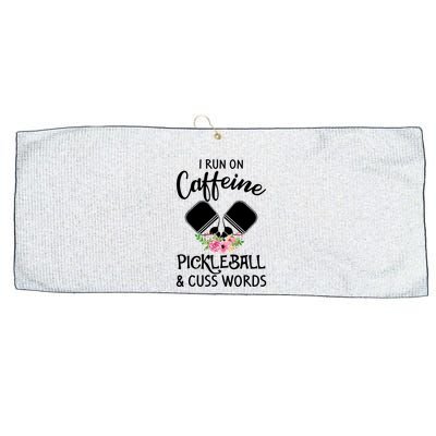 I RUN ON CAFFEINE PICKLEBALL Large Microfiber Waffle Golf Towel