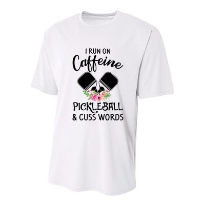 I RUN ON CAFFEINE PICKLEBALL Youth Performance Sprint T-Shirt