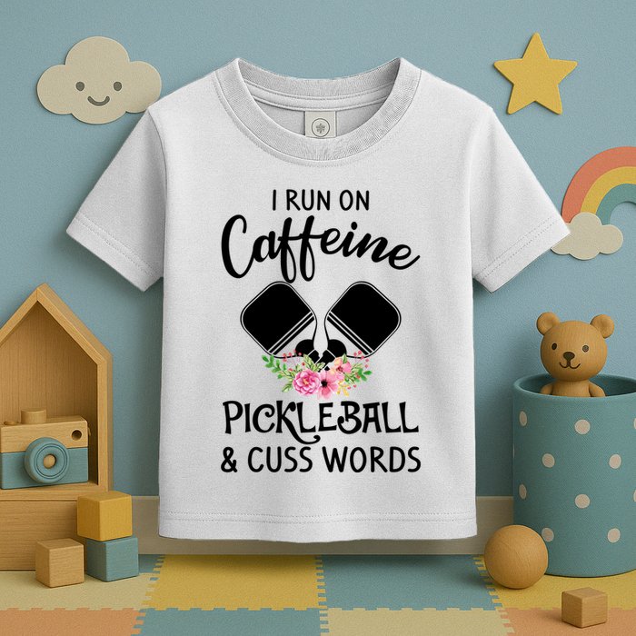 I RUN ON CAFFEINE PICKLEBALL Toddler T-Shirt