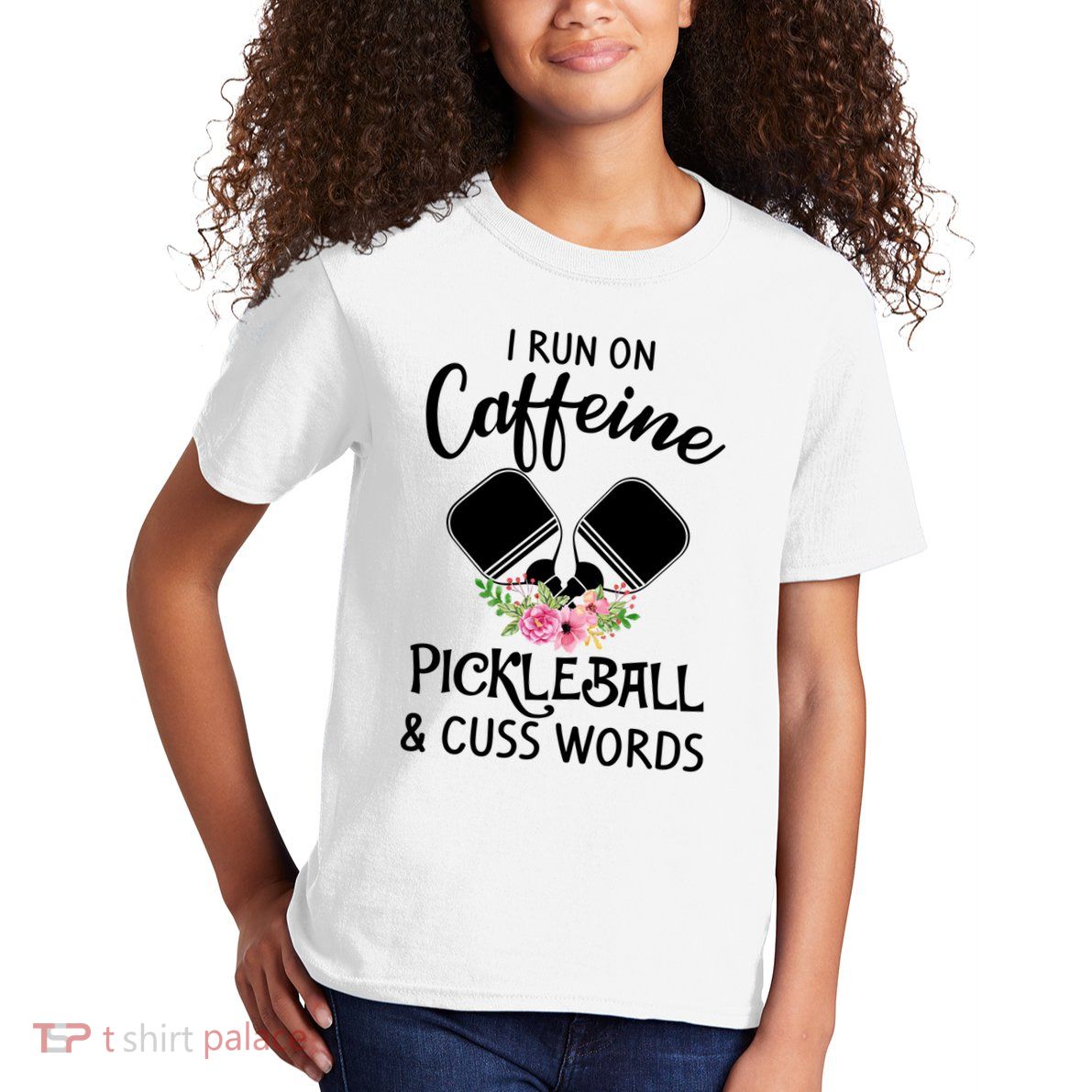 I RUN ON CAFFEINE PICKLEBALL Kids T-Shirt