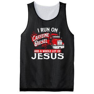 I Run On Caffeine Christian Trucker Semi Truck Driver Mesh Reversible Basketball Jersey Tank