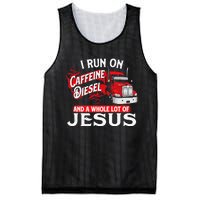 I Run On Caffeine Christian Trucker Semi Truck Driver Mesh Reversible Basketball Jersey Tank