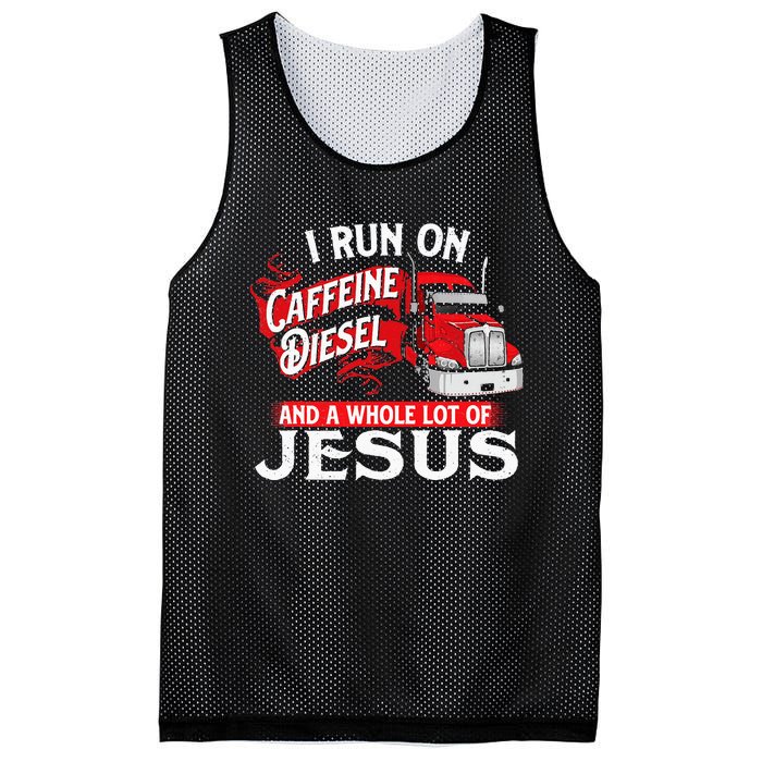 I Run On Caffeine Christian Trucker Semi Truck Driver Mesh Reversible Basketball Jersey Tank