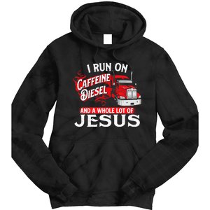 I Run On Caffeine Christian Trucker Semi Truck Driver Tie Dye Hoodie