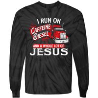 I Run On Caffeine Christian Trucker Semi Truck Driver Tie-Dye Long Sleeve Shirt