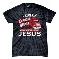 I Run On Caffeine Christian Trucker Semi Truck Driver Tie-Dye T-Shirt