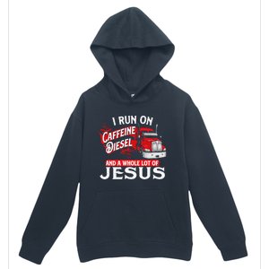 I Run On Caffeine Christian Trucker Semi Truck Driver Urban Pullover Hoodie