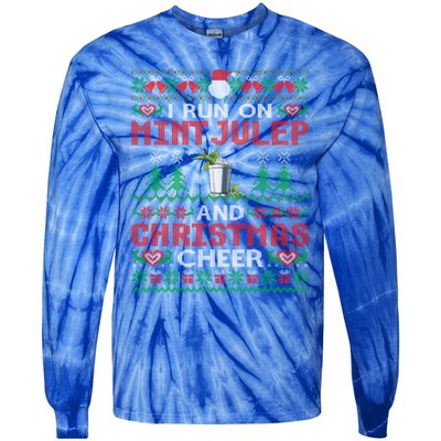 I Run On Mint Julep And Christmas Cheer Cocktail Xmas Gift Tie-Dye Long Sleeve Shirt