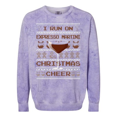 I Run On Espresso Martini And Christmas Cheer Ugly Sweater Colorblast Crewneck Sweatshirt