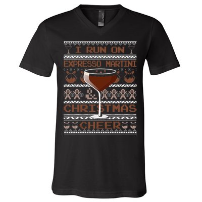 I Run On Espresso Martini And Christmas Cheer Ugly Sweater V-Neck T-Shirt