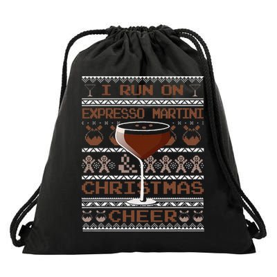I Run On Espresso Martini And Christmas Cheer Ugly Sweater Drawstring Bag
