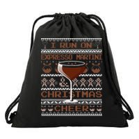 I Run On Espresso Martini And Christmas Cheer Ugly Sweater Drawstring Bag