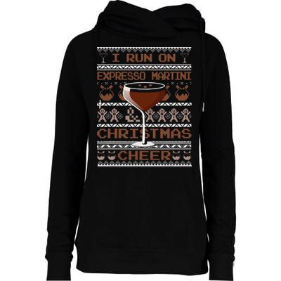 I Run On Espresso Martini And Christmas Cheer Ugly Sweater Womens Funnel Neck Pullover Hood