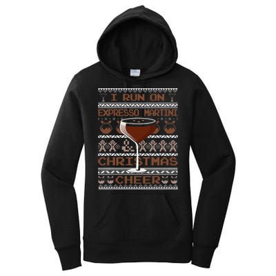 I Run On Espresso Martini And Christmas Cheer Ugly Sweater Women's Pullover Hoodie