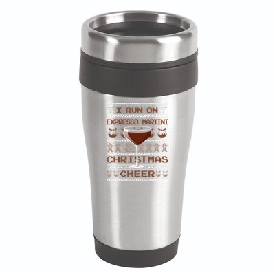 I Run On Espresso Martini And Christmas Cheer Ugly Sweater 16oz Travel Tumbler