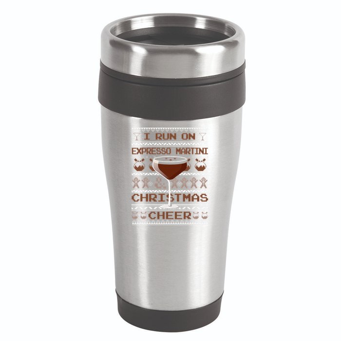 I Run On Espresso Martini And Christmas Cheer Ugly Sweater 16oz Travel Tumbler
