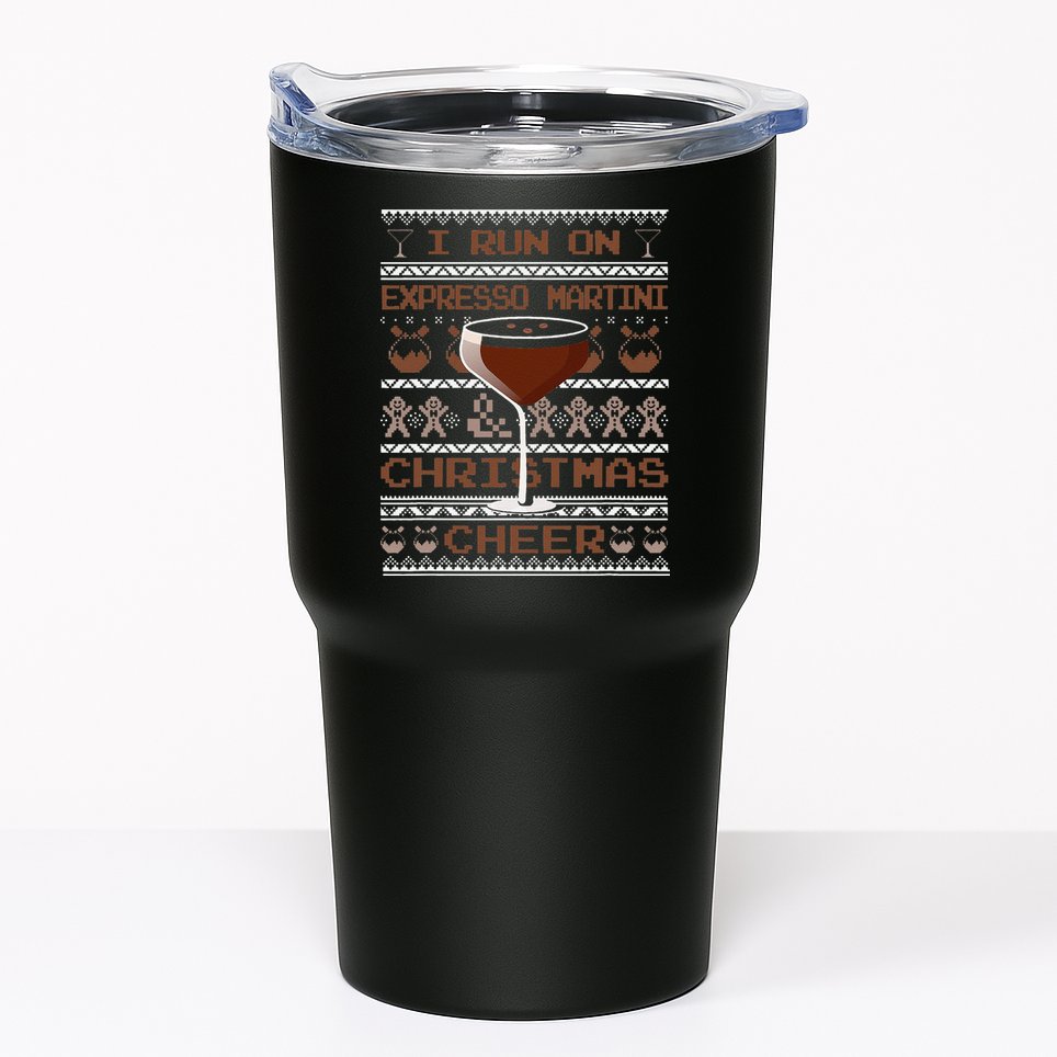 I Run On Espresso Martini And Christmas Cheer Ugly Sweater Tumbler