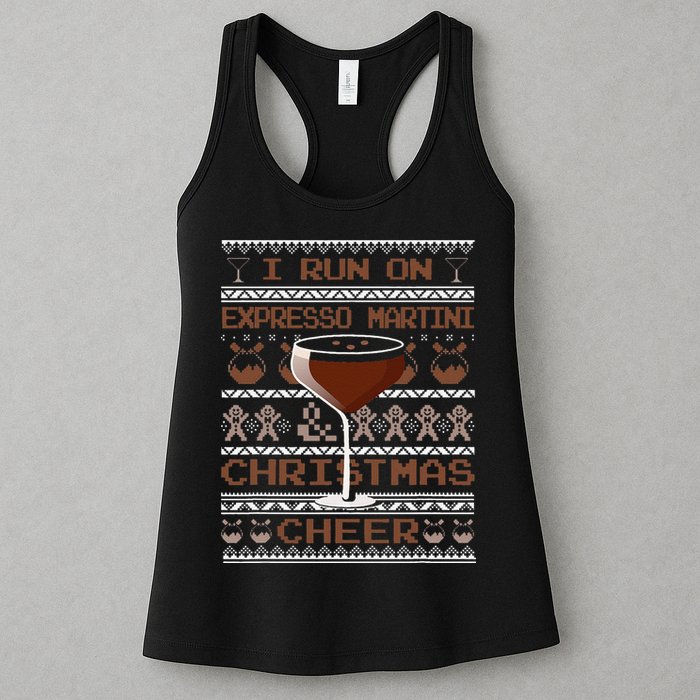 I Run On Espresso Martini And Christmas Cheer Ugly Sweater Womens Tank Top