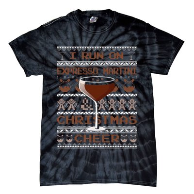 I Run On Espresso Martini And Christmas Cheer Ugly Sweater Tie-Dye T-Shirt
