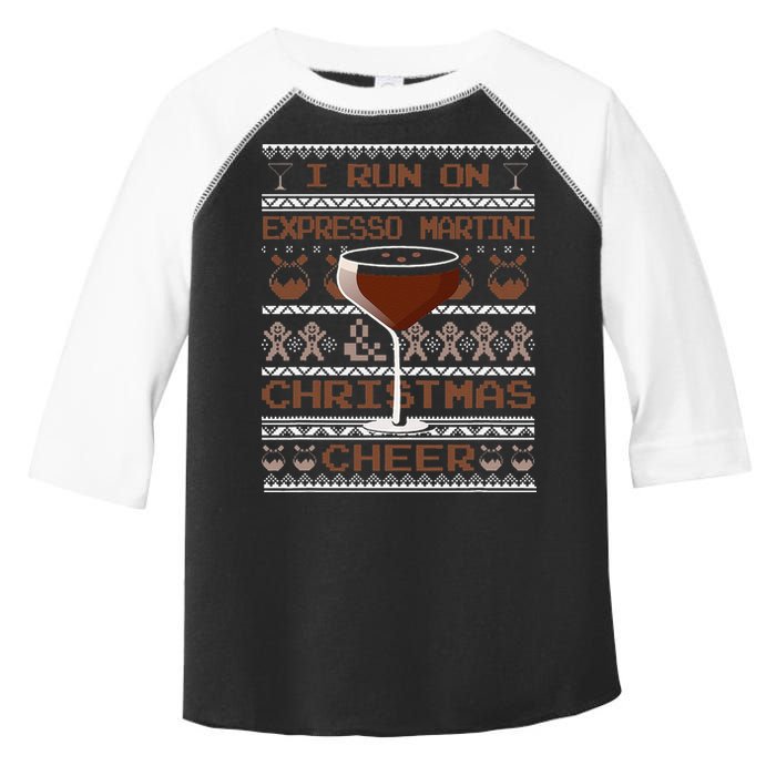 I Run On Espresso Martini And Christmas Cheer Ugly Sweater Toddler Fine Jersey T-Shirt