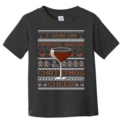 I Run On Espresso Martini And Christmas Cheer Ugly Sweater Toddler T-Shirt