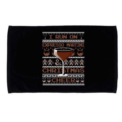 I Run On Espresso Martini And Christmas Cheer Ugly Sweater Microfiber Hand Towel