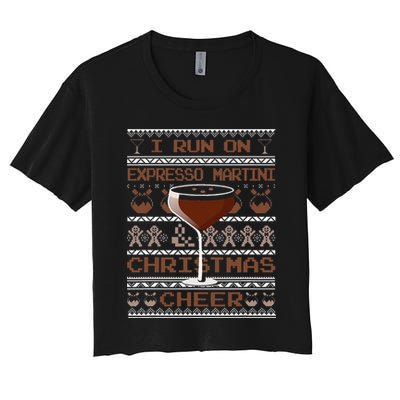 I Run On Espresso Martini And Christmas Cheer Ugly Sweater Crop Top