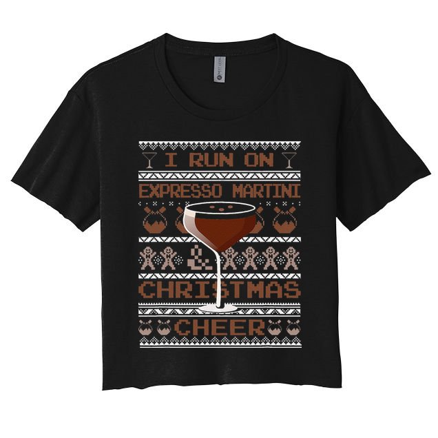 I Run On Espresso Martini And Christmas Cheer Ugly Sweater Crop Top