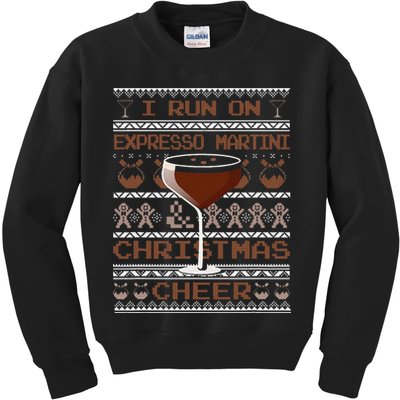 I Run On Espresso Martini And Christmas Cheer Ugly Sweater Kids Sweatshirt