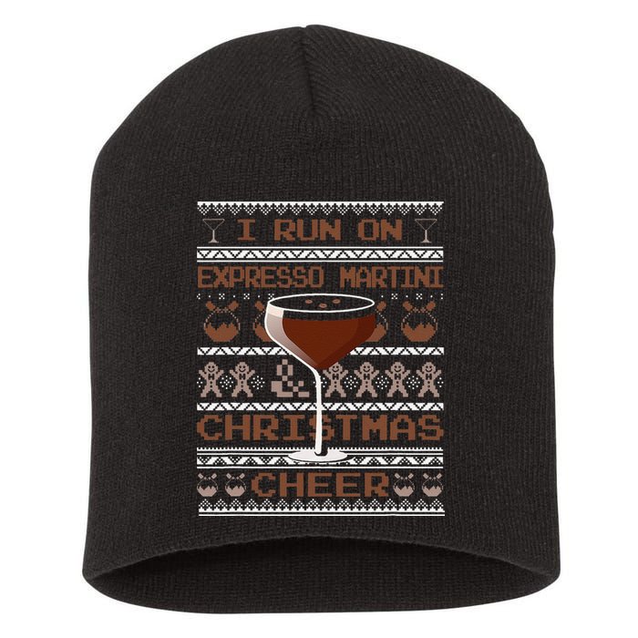 I Run On Espresso Martini And Christmas Cheer Ugly Sweater Short Acrylic Beanie
