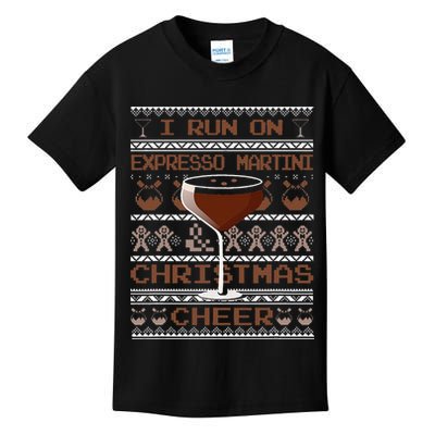 I Run On Espresso Martini And Christmas Cheer Ugly Sweater Kids T-Shirt