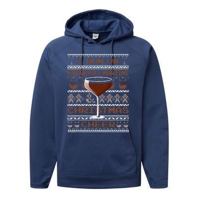 I Run On Espresso Martini And Christmas Cheer Ugly Sweater Performance Fleece Hoodie