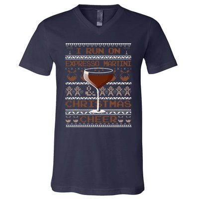 I Run On Espresso Martini And Christmas Cheer Ugly Sweater V-Neck T-Shirt