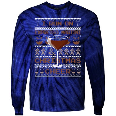 I Run On Espresso Martini And Christmas Cheer Ugly Sweater Tie-Dye Long Sleeve Shirt