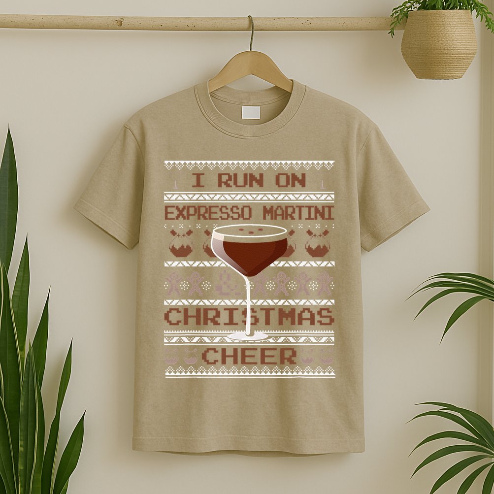 I Run On Espresso Martini And Christmas Cheer Ugly Sweater T-Shirt