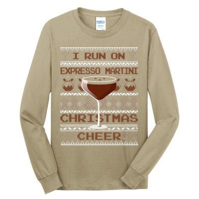 I Run On Espresso Martini And Christmas Cheer Ugly Sweater Tall Long Sleeve T-Shirt