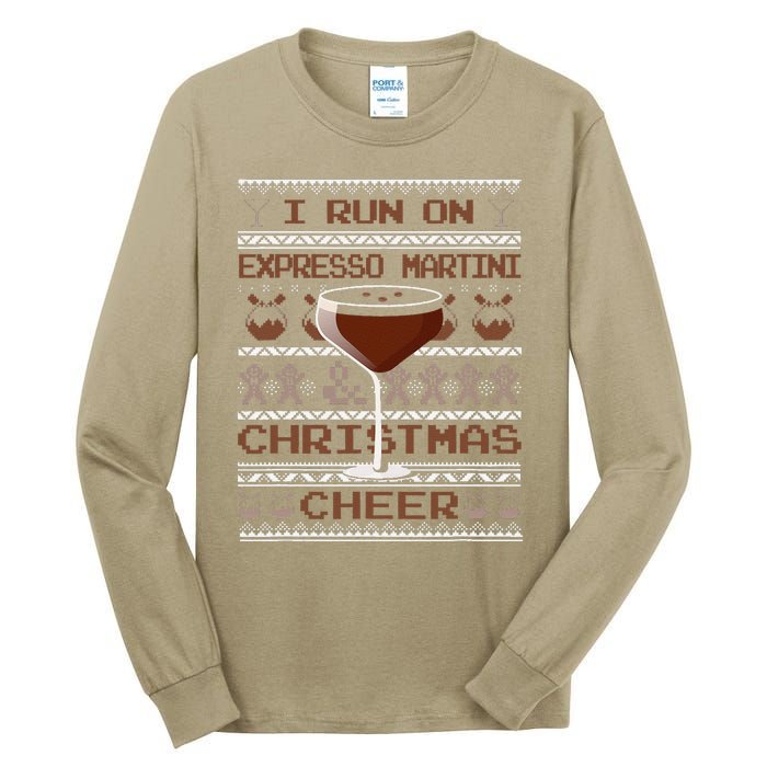 I Run On Espresso Martini And Christmas Cheer Ugly Sweater Tall Long Sleeve T-Shirt