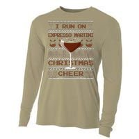 I Run On Espresso Martini And Christmas Cheer Ugly Sweater Cooling Performance Long Sleeve Crew