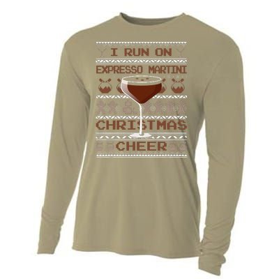 I Run On Espresso Martini And Christmas Cheer Ugly Sweater Cooling Performance Long Sleeve Crew