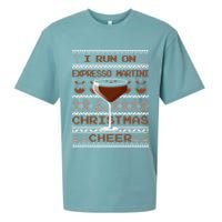 I Run On Espresso Martini And Christmas Cheer Ugly Sweater Sueded Cloud Jersey T-Shirt